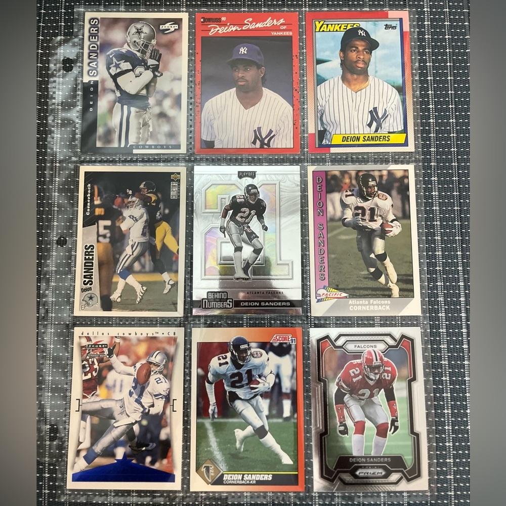 🏈 Deion Sanders NFL Football & Baseball Sports Traded Card Collection - Lot of 9